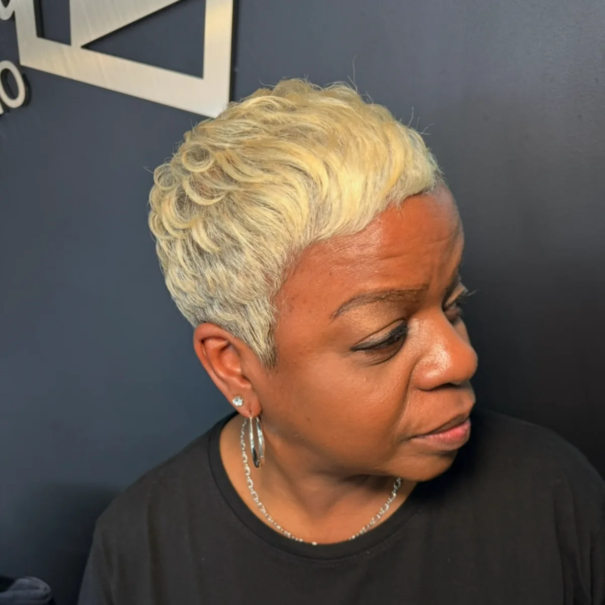 Asymmetrical pixie with bold styling